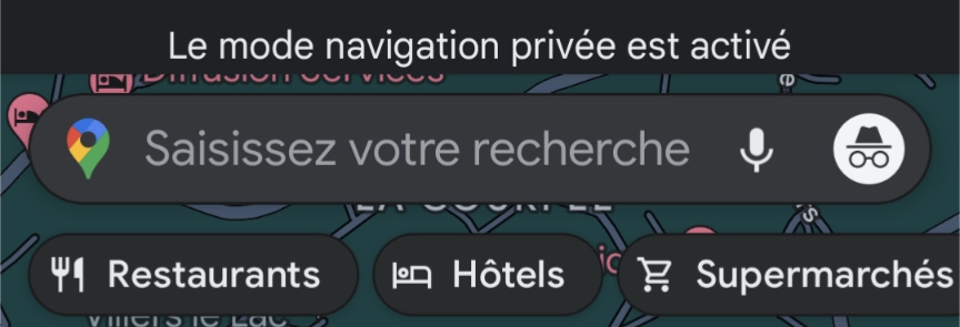 mode Incognito de Google Maps
