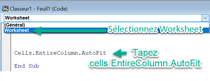 colonne Excel