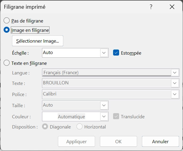 Insérer un filigrane dans Word