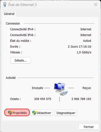 Cloudflare DNS Modifier les paramètres de l'adaptateur