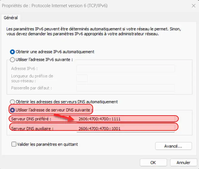 Cloudflare DNS Adresses IPv6