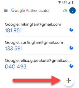 Google Authenticator screenshot