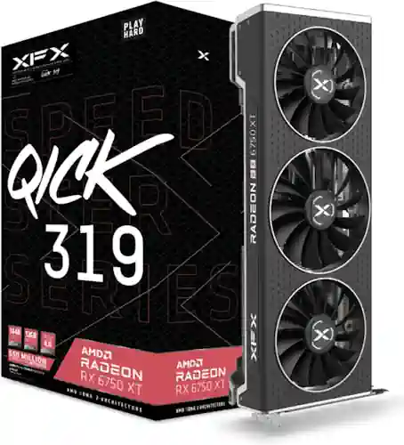 cartes graphiques - XFX Speedster QICK319 Radeon RX 6750XT Core Carte Graphique Gaming avec 12 Go GDDR6 HDMI 3 x DP, AMD RDNA™ 2 (RX-675XYJFDP)