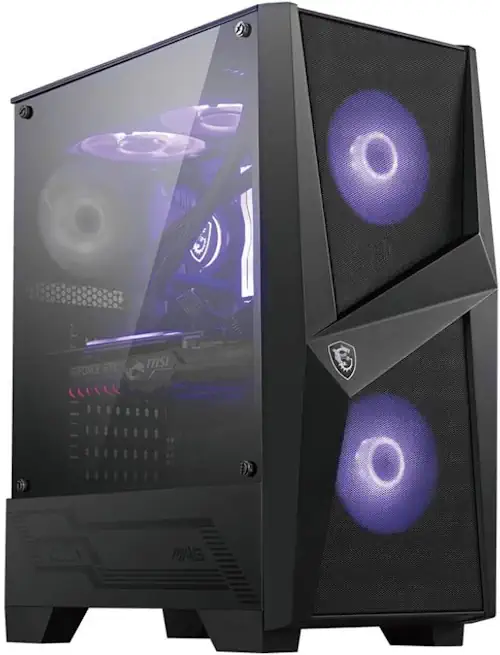 MAG FORGE 100M Boitier PC Gaming Moyen Tour Noir, 2x Ventilateurs 120mm RGB PWM, 1x Ventilateur 120mm