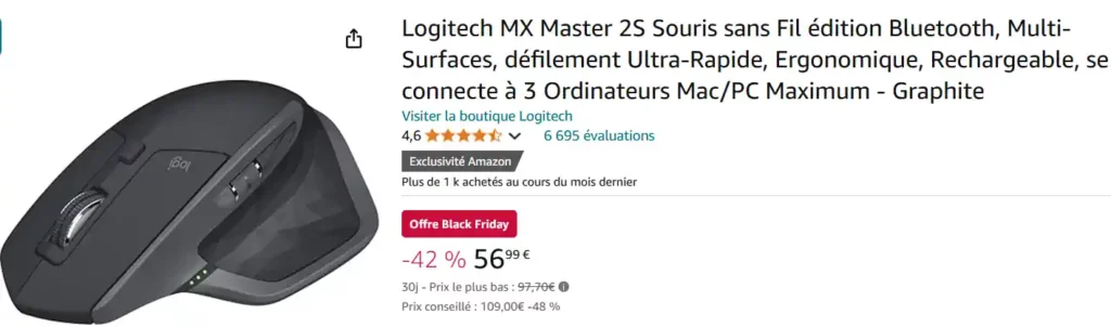 Logitech MX Master 2S Souris sans Fil édition Bluetooth,